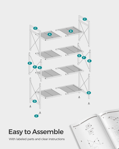 4-Tier Metal Storage Rack with X Side Frames - HWLEXTRA 