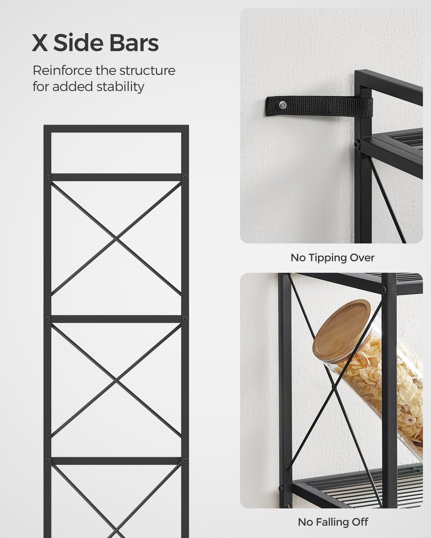 5-Tier Metal Storage Rack with X Side Frames