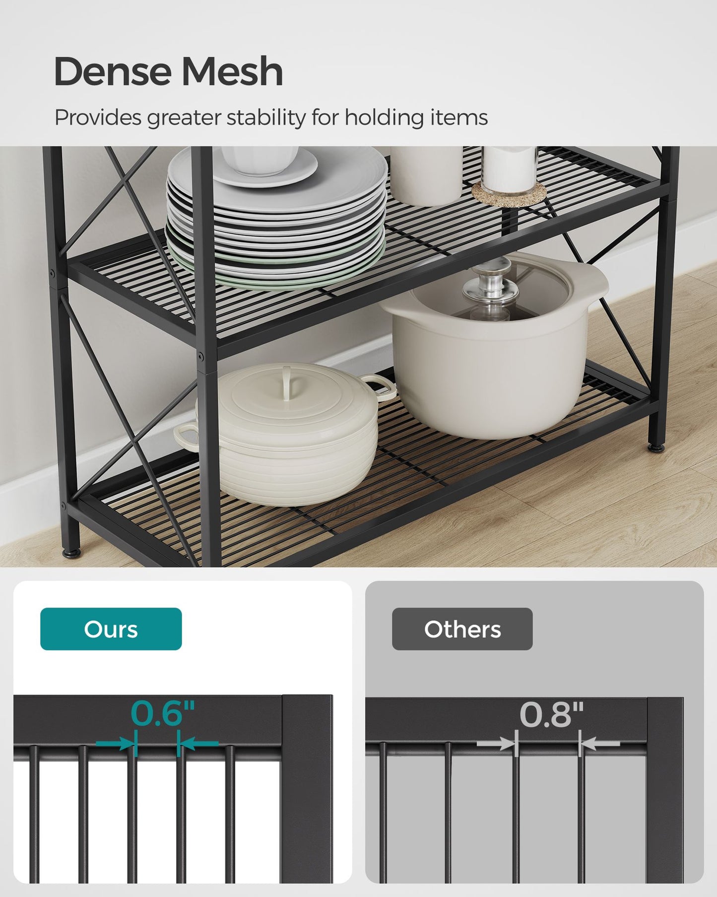 5-Tier Metal Storage Rack with X Side Frames
