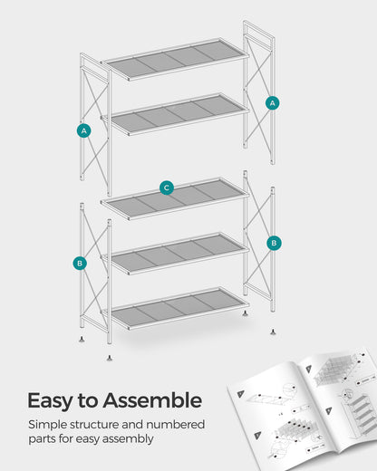 5-Tier Metal Storage Rack with X Side Frames