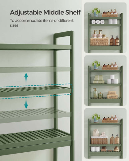 3-Tier Bamboo Bathroom Organizer Green
