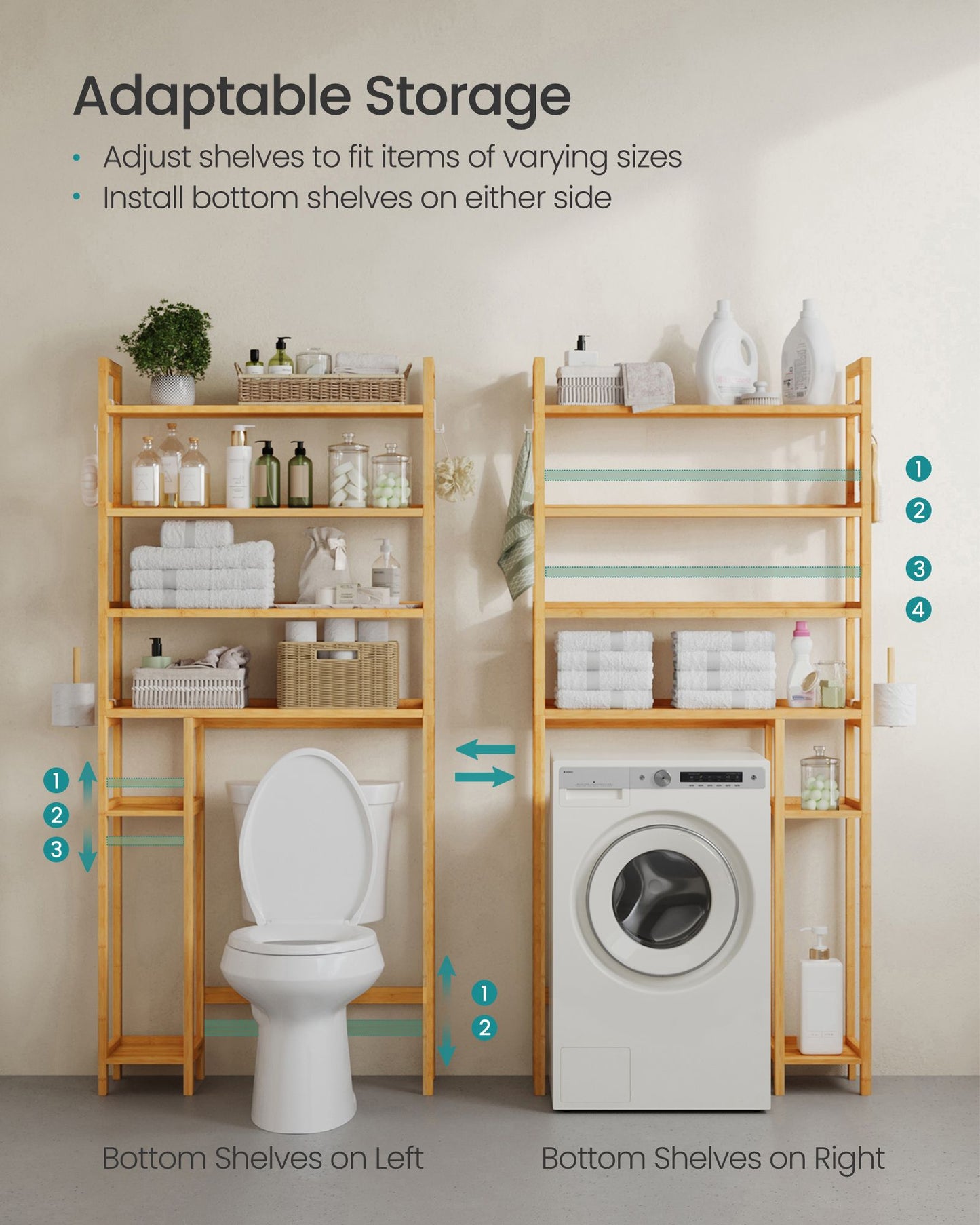 Over the Toilet Storage Shelf with Toilet Paper Holder