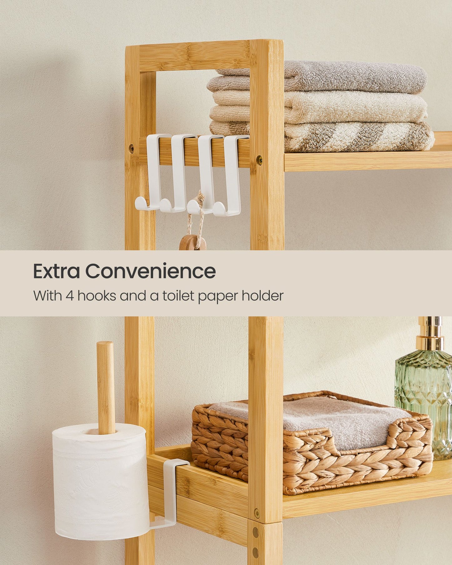 Over the Toilet Storage Shelf with Toilet Paper Holder