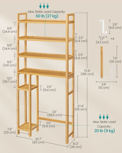 Over the Toilet Storage Shelf with Toilet Paper Holder