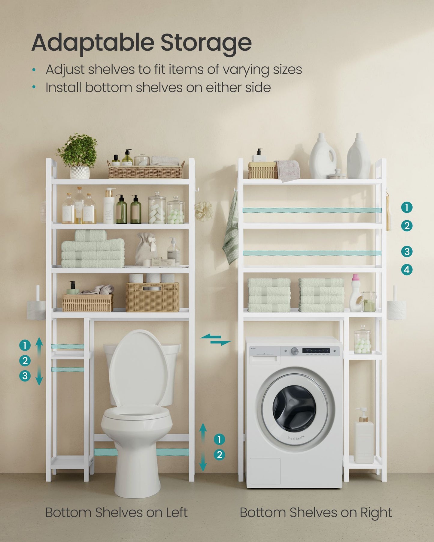 Over the Toilet Storage Shelf with Toilet Paper Holder