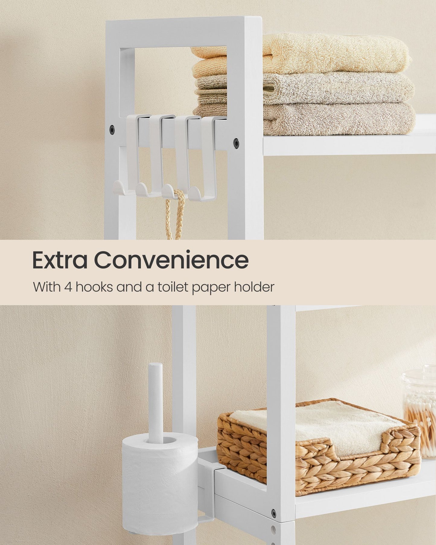 Over the Toilet Storage Shelf with Toilet Paper Holder