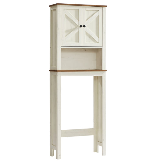 Over the toilet storage cabinet with barn doors and adjustable shelf - image 1