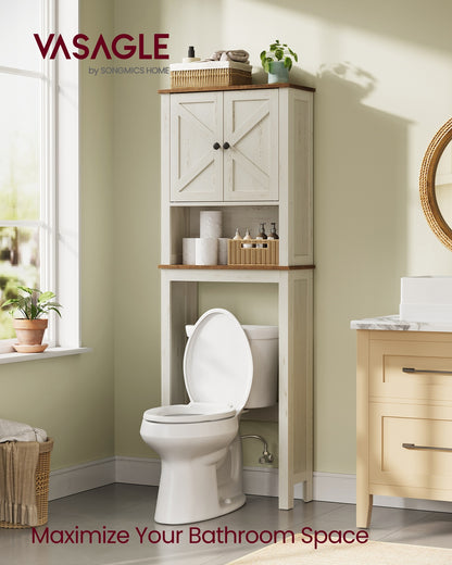 Over the toilet storage cabinet with barn doors and adjustable shelf - image 2