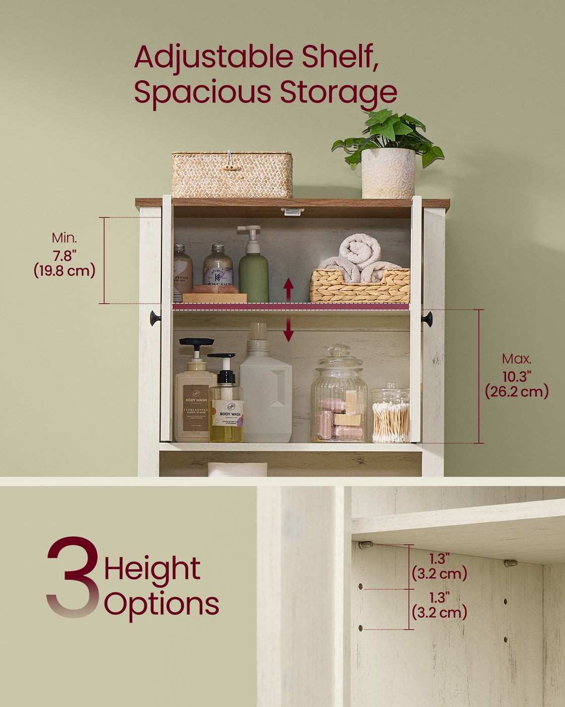 Over the toilet storage cabinet with barn doors and adjustable shelf - image 3