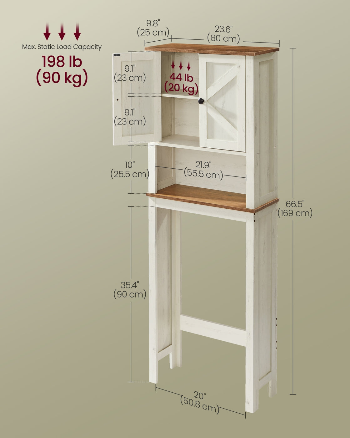 Over the toilet storage cabinet with barn doors and adjustable shelf - image 6