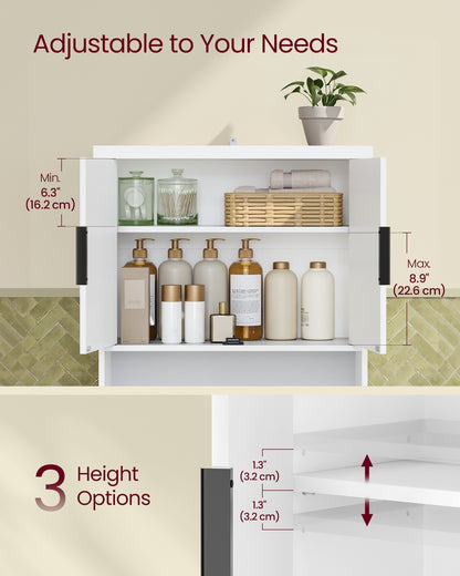 MAXE Collection - Over The Toilet Storage Cabinet, 23.6-Inch Wide Mid Century Modern, Cloud White