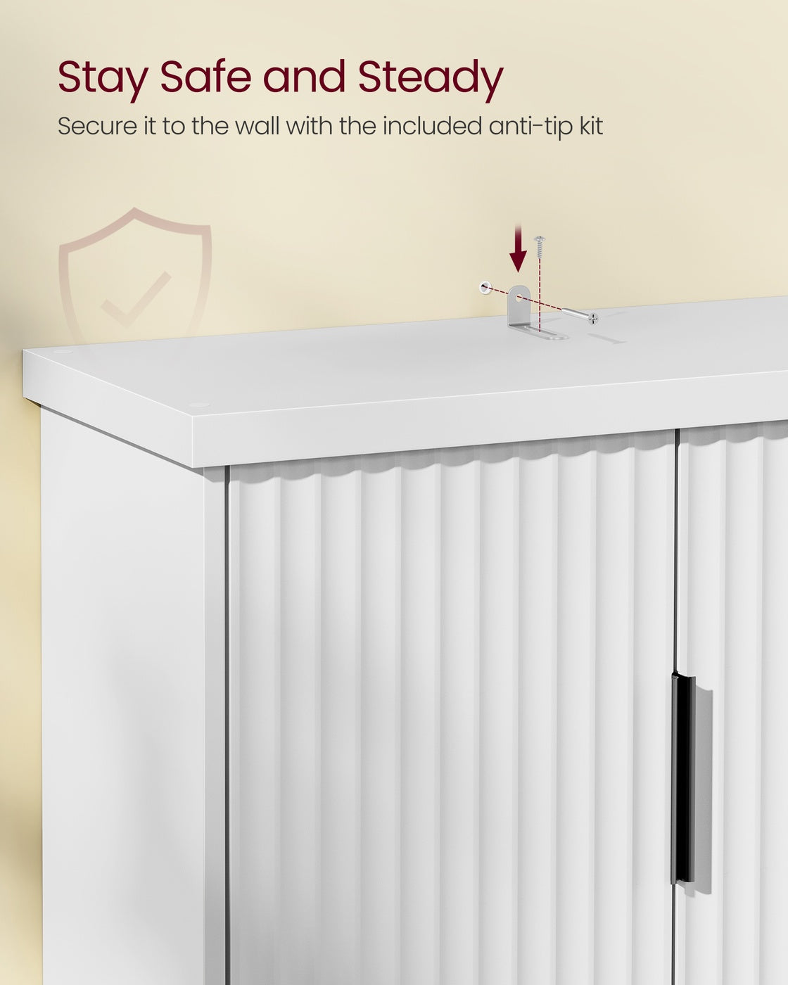 MAXE Collection - Over The Toilet Storage Cabinet, 23.6-Inch Wide Mid Century Modern, Cloud White