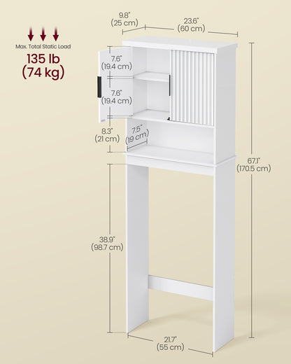 MAXE Collection - Over The Toilet Storage Cabinet, 23.6-Inch Wide Mid Century Modern, Cloud White