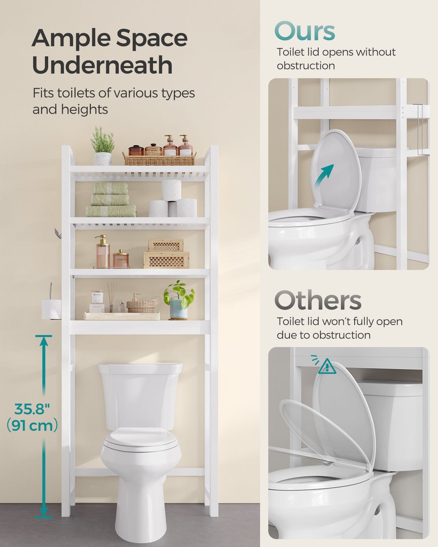 4-Tier Over-the-Toilet Storage Shelf
