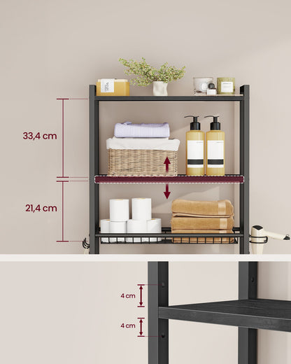 Over The Toilet Storage, Over Toilet Bathroom Organizer with Adjustable Shelves and Baske