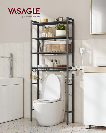 Over The Toilet Storage, Over Toilet Bathroom Organizer with Adjustable Shelves and Basket