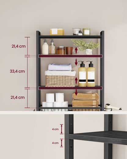 Over The Toilet Storage, Over Toilet Bathroom Organizer with Adjustable Shelves and Basket