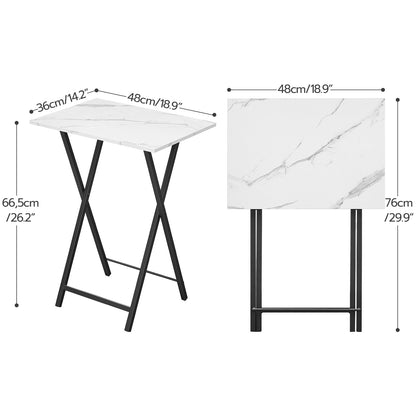 folding tv tray tables - marble & black