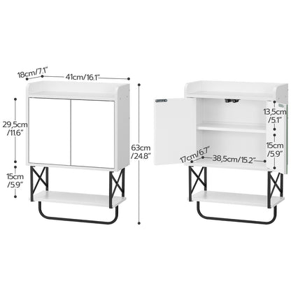 medicine wall cabinet with mirror - white - HWLEXTRA 