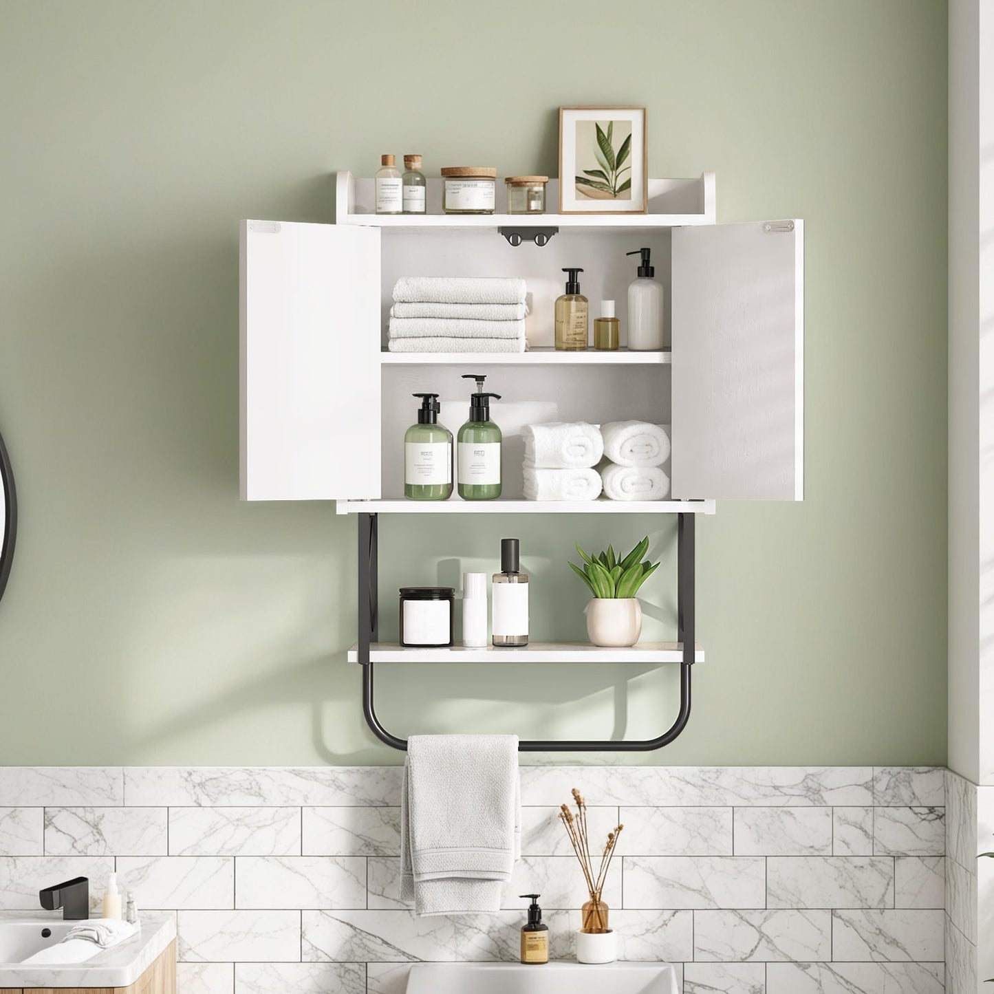 medicine wall cabinet with mirror - white - HWLEXTRA 