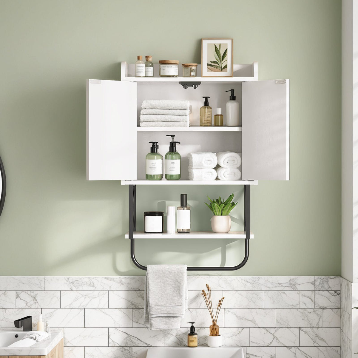 medicine wall cabinet with mirror - white - HWLEXTRA 