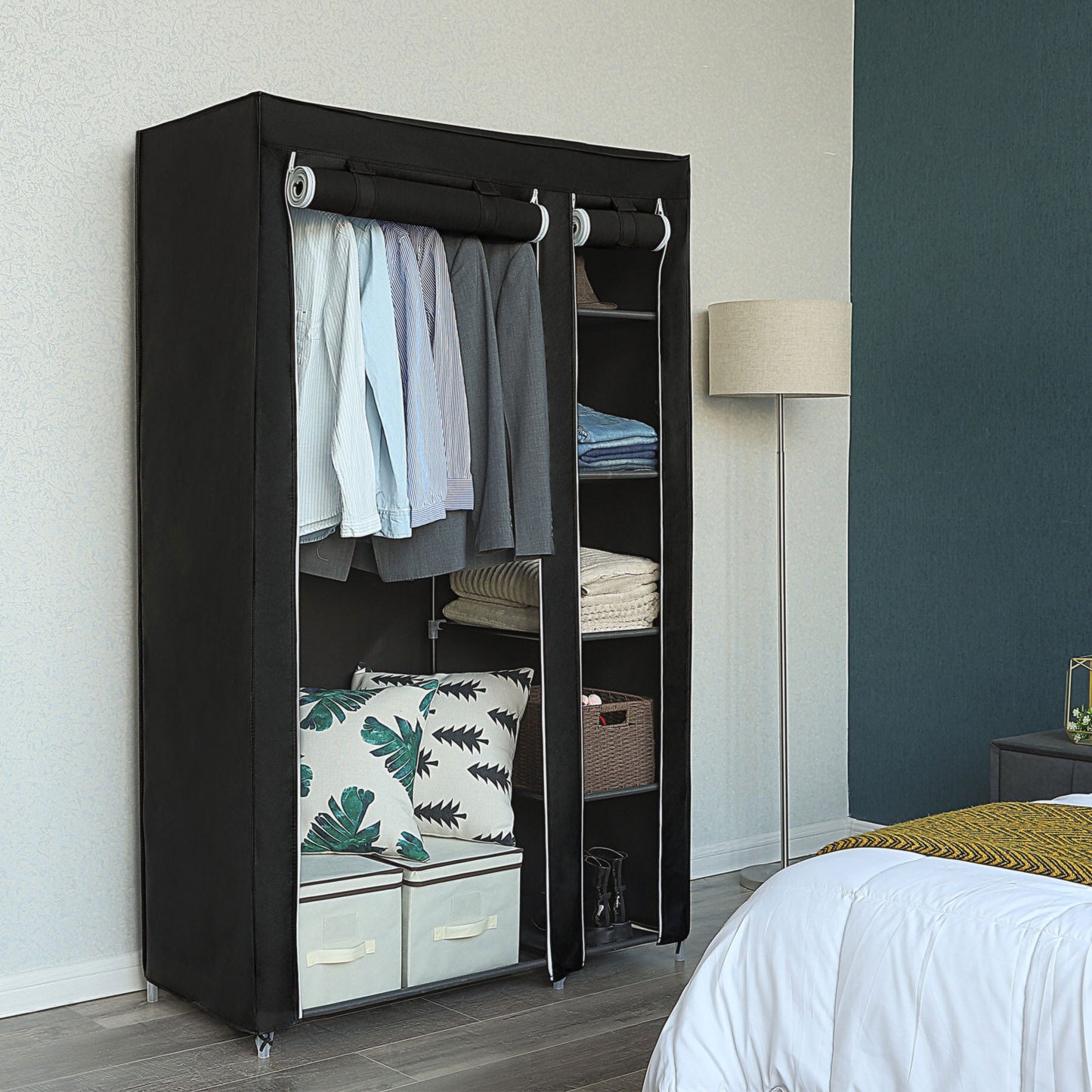Black Folding Fabric Wardrobe - image 3