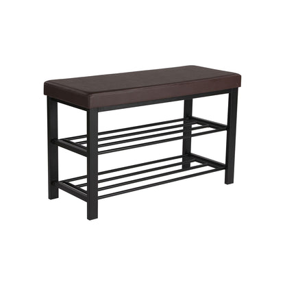 Shoe Bench, 3-Tier Shoe Rack for Entryway, Storage Organizer with Foam Padded Seat