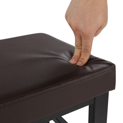 Brown Padded Storage Shoe Bench with Shelves