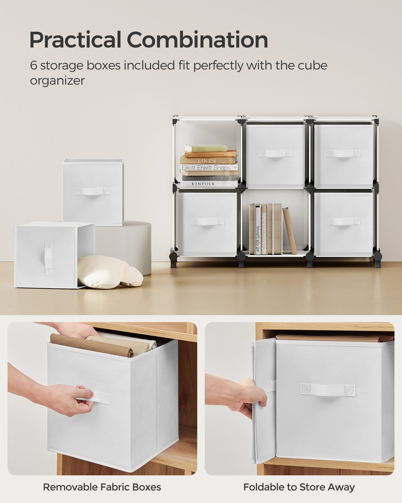 Cube Storage Organizer with Storage Boxes, Set of 6 - image 4