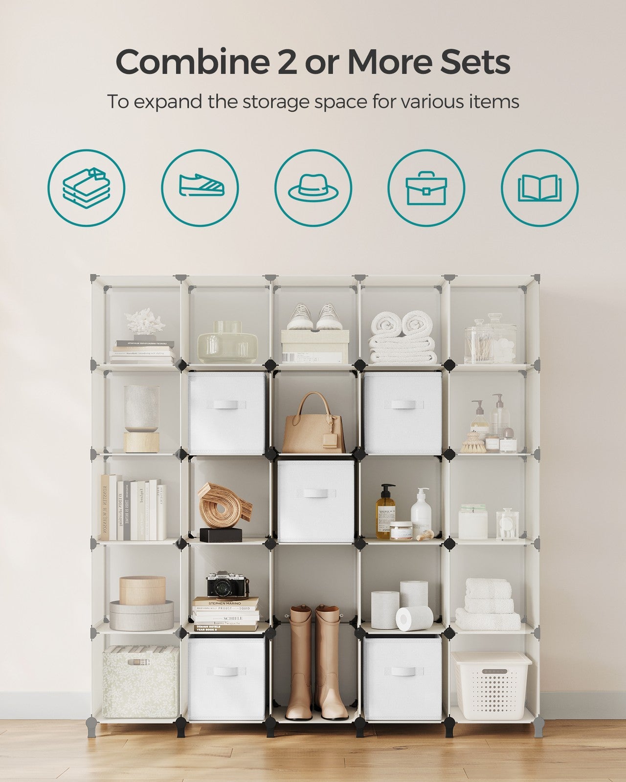 Cube Storage Organizer with Storage Boxes, Set of 6 - image 6