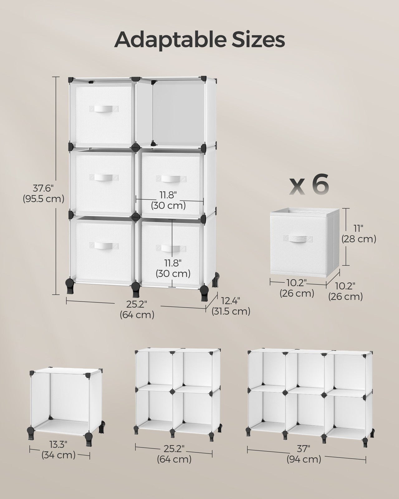 Cube Storage Organizer with Storage Boxes, Set of 6 - image 7