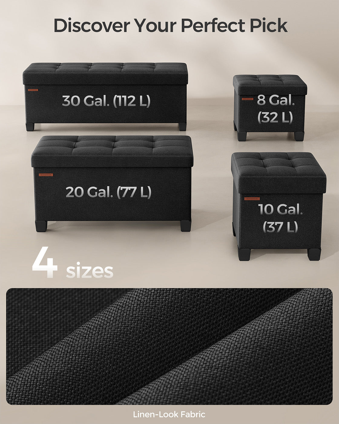 Storage Ottoman, Bedroom Bench with Storage, Foot Stool, 15 x 30 x 15.7 Inches - image 6