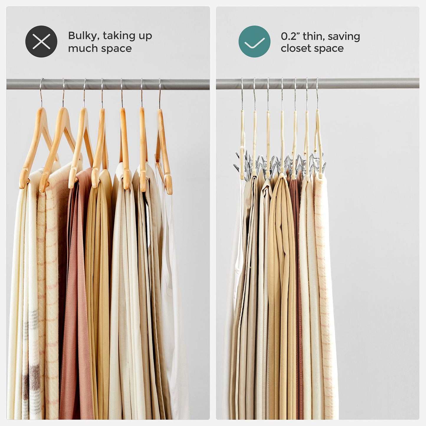 20-Pack Velvet Pants Hangers with Adjustable Clips - HWLEXTRA 