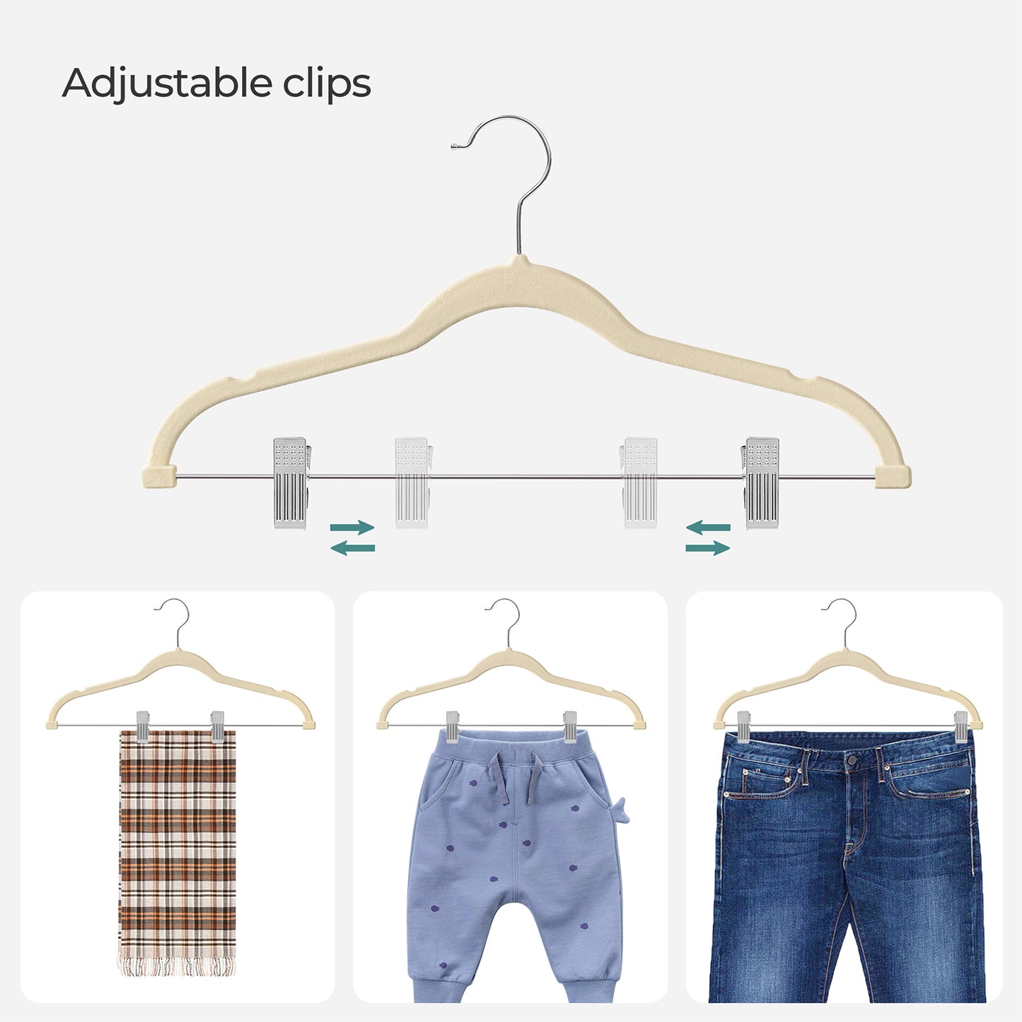 20-Pack Velvet Pants Hangers with Adjustable Clips - HWLEXTRA 