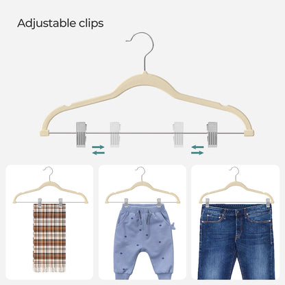 20-Pack Velvet Pants Hangers with Adjustable Clips - HWLEXTRA 