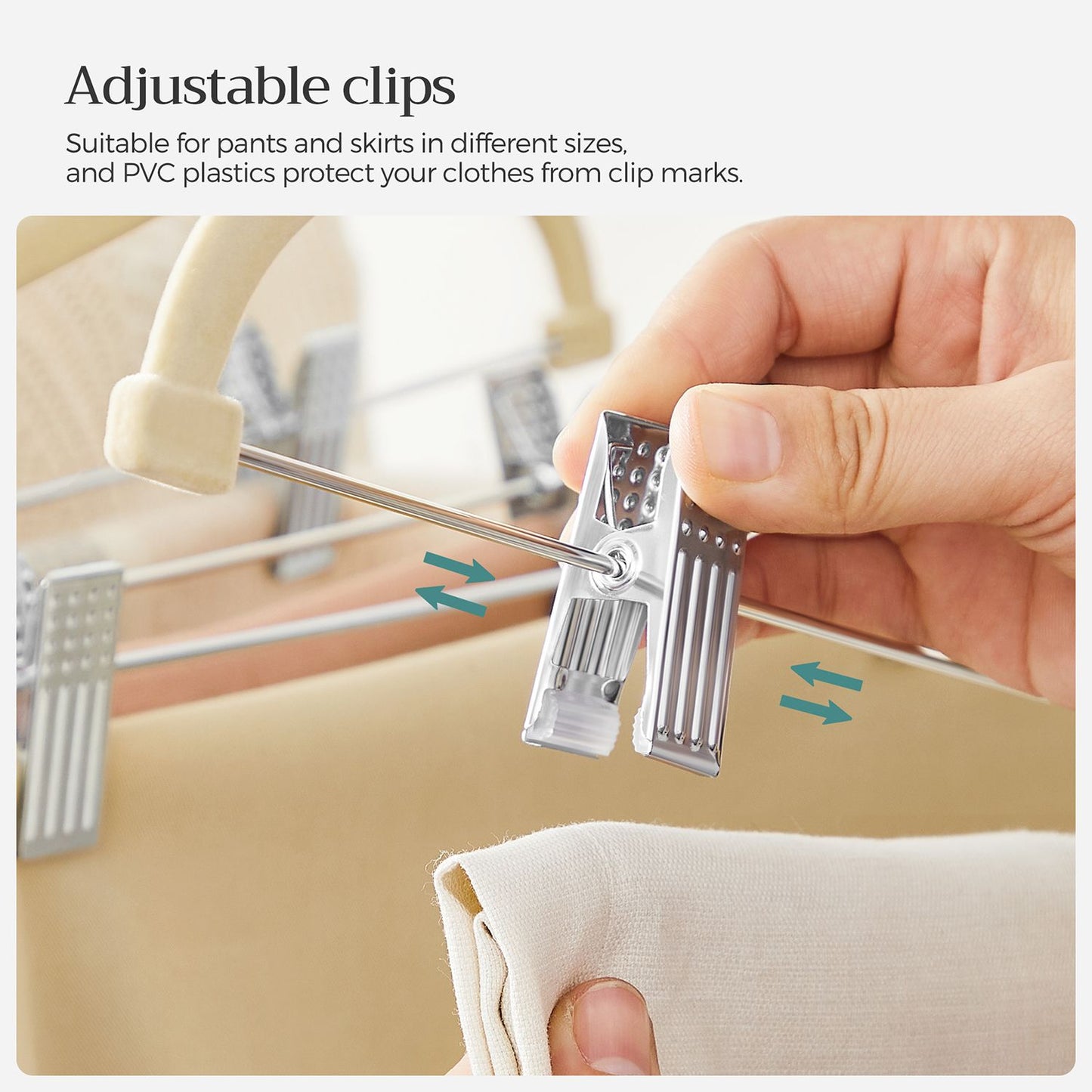 20-Pack Velvet Pants Hangers with Adjustable Clips - HWLEXTRA 