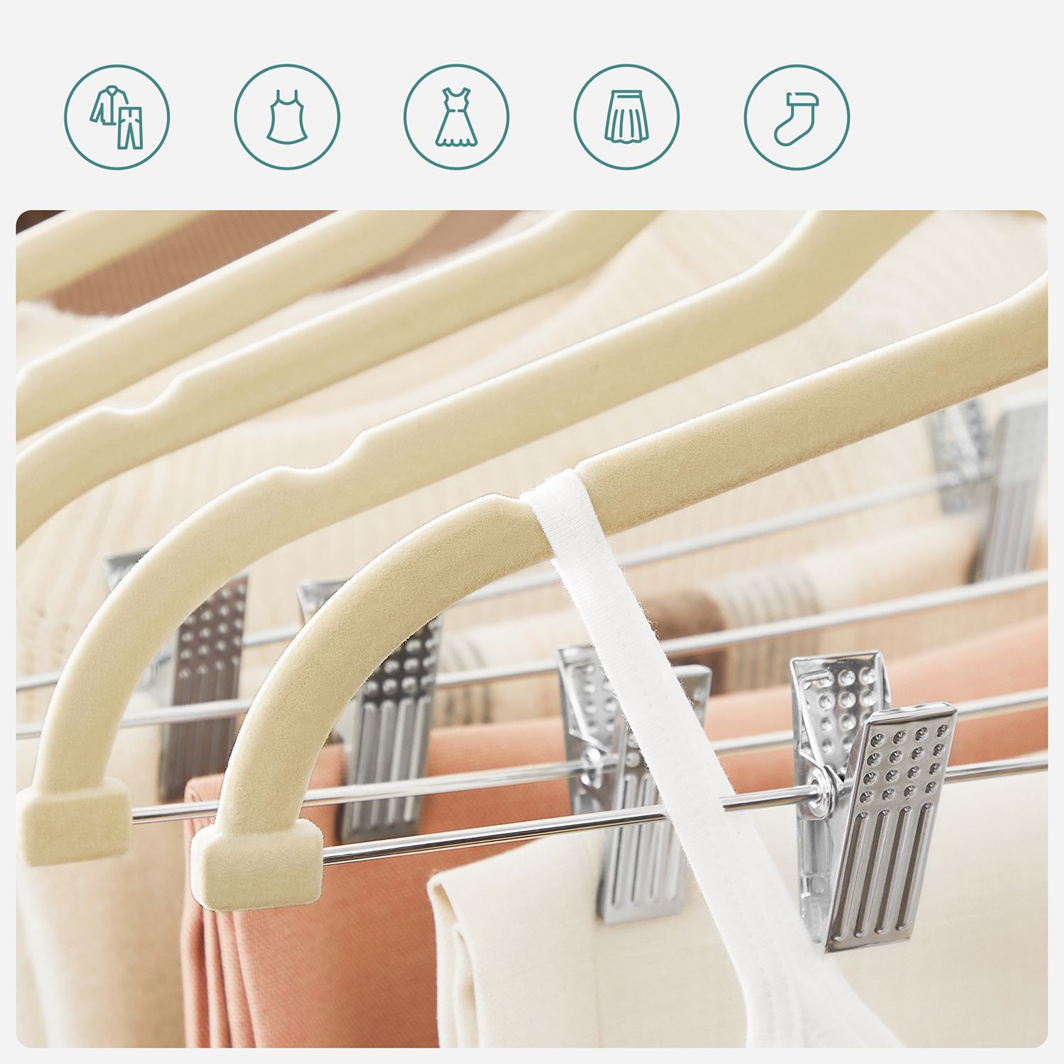 20-Pack Velvet Pants Hangers with Adjustable Clips - HWLEXTRA 