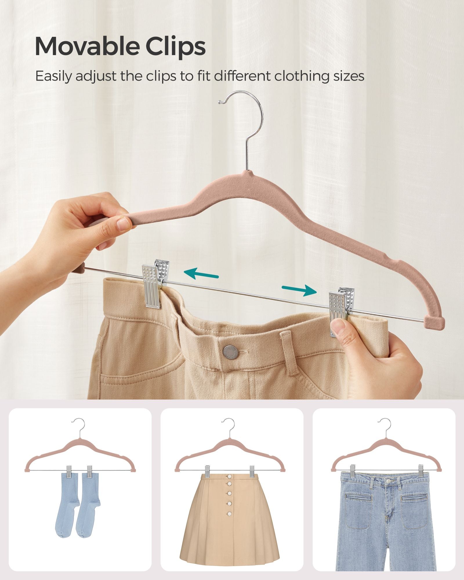 30-Pack Pants Hangers with Adjustable Clips - HWLEXTRA 
