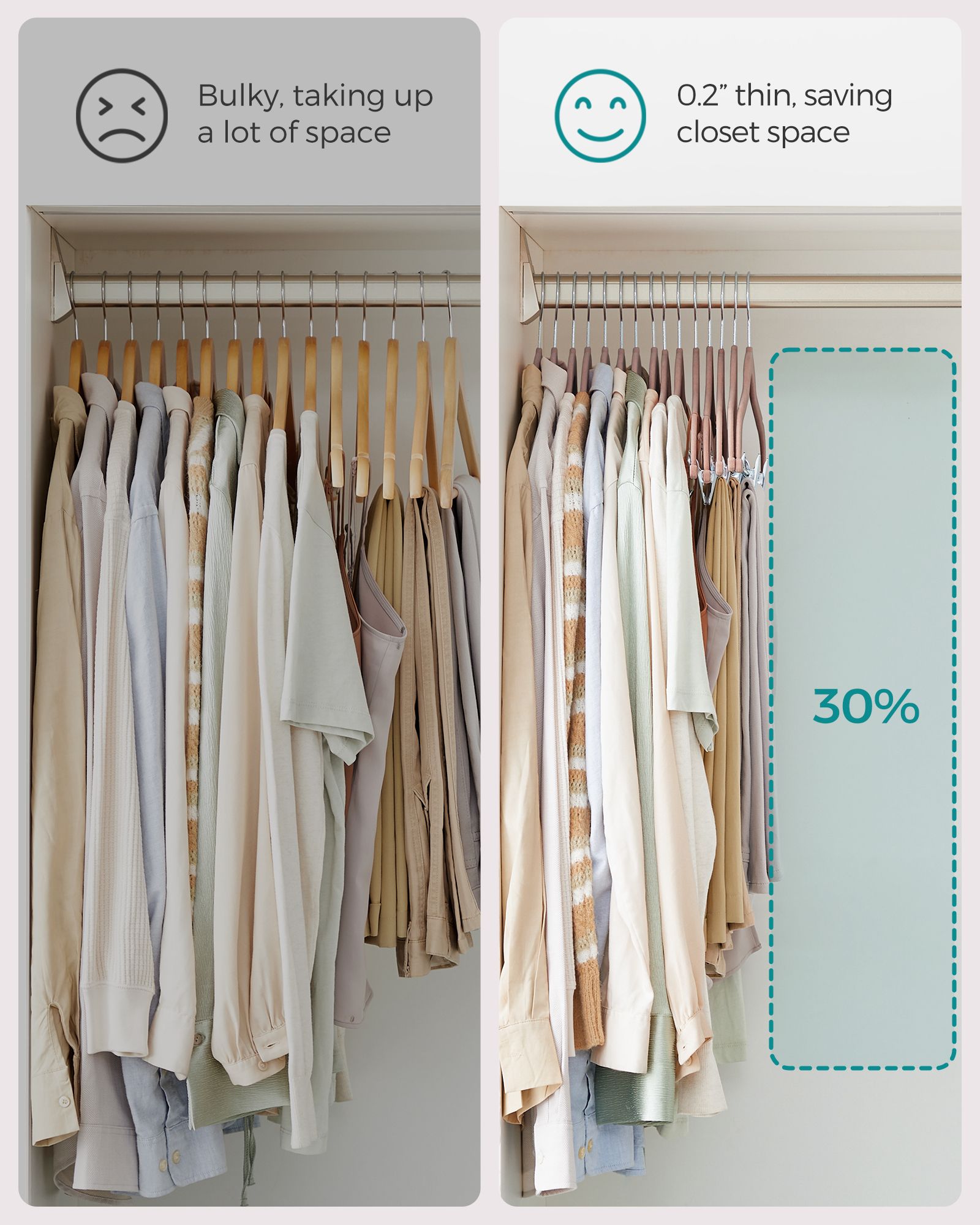 30-Pack Pants Hangers with Adjustable Clips - HWLEXTRA 