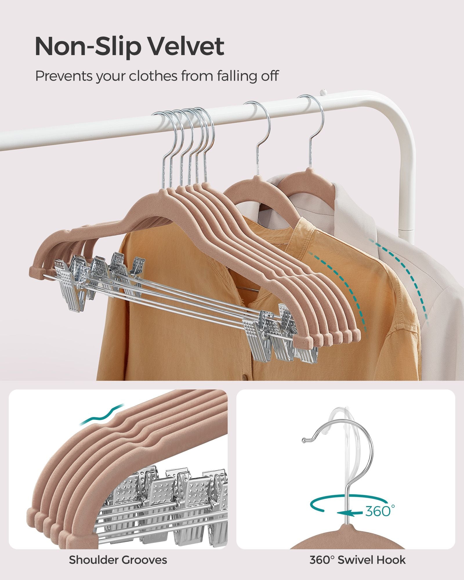 30-Pack Pants Hangers with Adjustable Clips - HWLEXTRA 