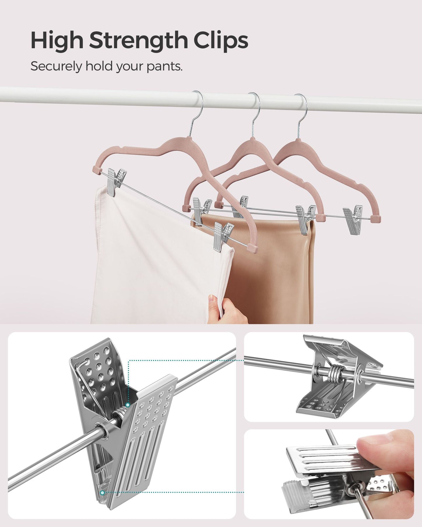 30-Pack Pants Hangers with Adjustable Clips - HWLEXTRA 