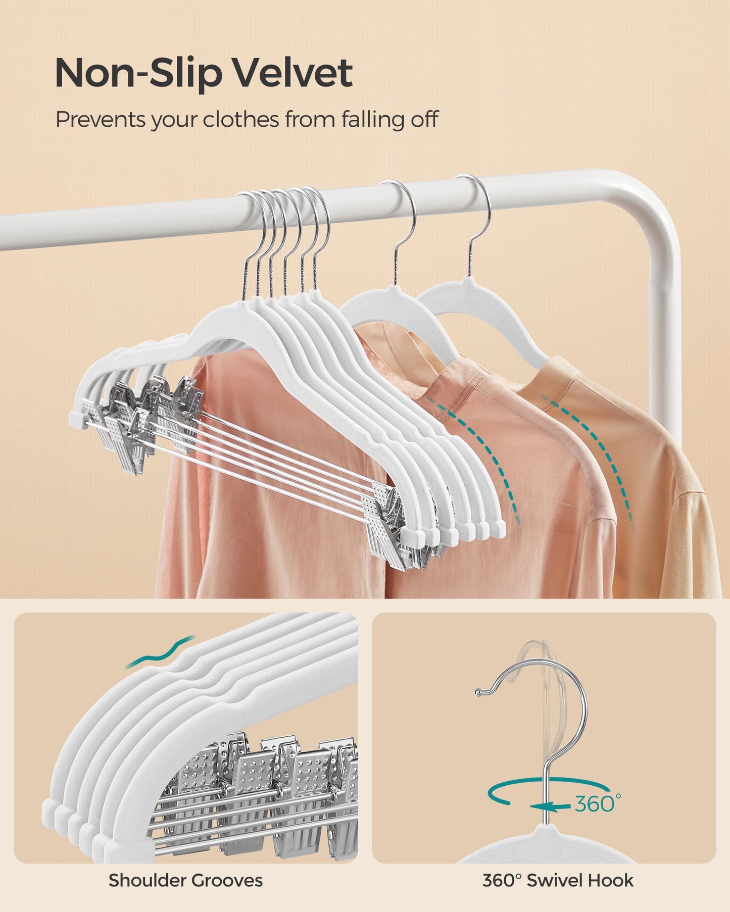50-Pack Pants Hangers with Adjustable Clips