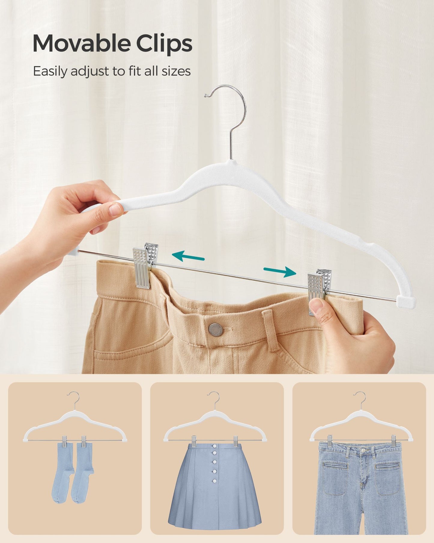 50-Pack Pants Hangers with Adjustable Clips