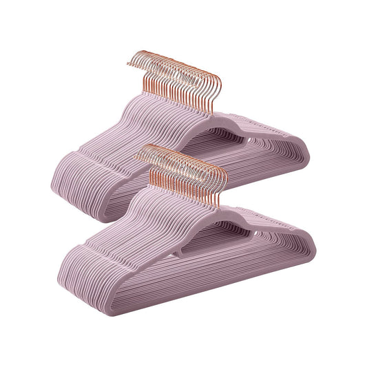 Set of 50 Clothes Hanger with Rose Gold Swivel Hook - HWLEXTRA 