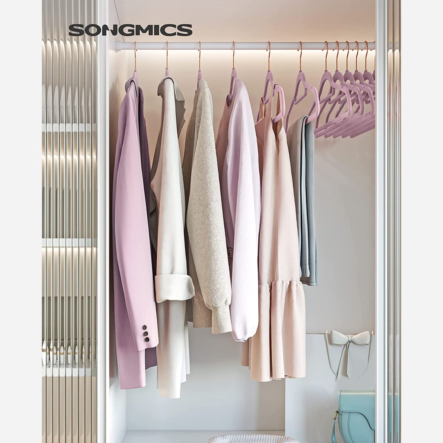Set of 50 Clothes Hanger with Rose Gold Swivel Hook - HWLEXTRA 