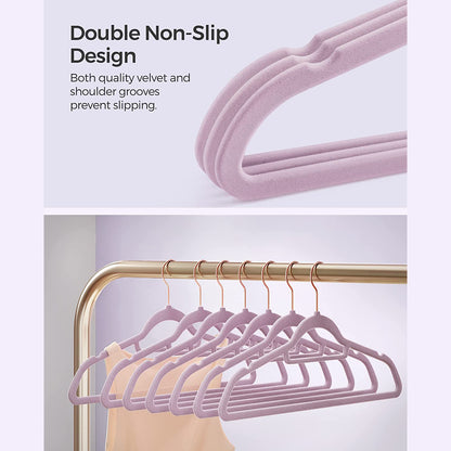 Set of 50 Clothes Hanger with Rose Gold Swivel Hook - HWLEXTRA 