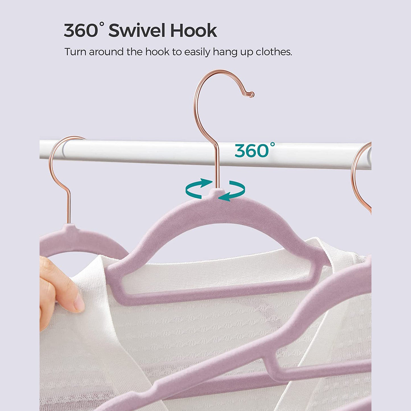 Set of 50 Clothes Hanger with Rose Gold Swivel Hook - HWLEXTRA 