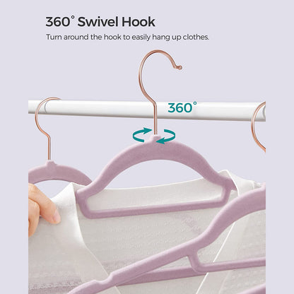Set of 50 Clothes Hanger with Rose Gold Swivel Hook - HWLEXTRA 
