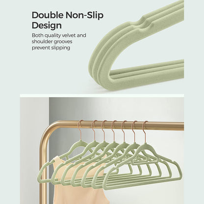 Set of 50 Clothes Hanger with Rose Gold Swivel Hook - HWLEXTRA 
