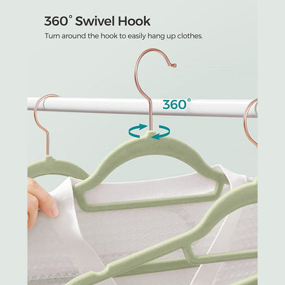 Set of 50 Clothes Hanger with Rose Gold Swivel Hook - HWLEXTRA 